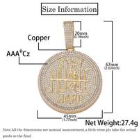 DE à la mode mode Bling Hiphop brillant élégant bijoux glacé frappant Baguette Zircon laiton lettre ronde plaque pendentif collier