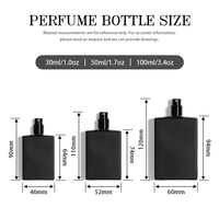 Flacon de parfum en verre carré de luxe floqué mat, plusieurs couleurs, 50 ml, 100 ml