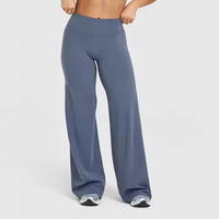 Legging de yoga taille haute personnalisé avec logo, coupe droite et large, pour l'entraînement et le fitness, avec bas évasé, grandes tailles pour femmes