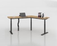Bureau debout réglable en hauteur OMNI Safety Lock, bureau d'angle en L pour ordinateur avec contrôleur de mémoire