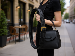 Cinghia per borsa in tessuto con fibbia in gomma dorata per borse - Product Image 2