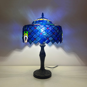 Lampada da Tavolo LongHuiJing Dragonfly Dome in Vetro Colorato, Multicolore <span class=keywords><strong>Marrone</strong></span>, <span class=keywords><strong>Paralume</strong></span> Artigianale Wisteria, LED Flessibile Semplice E26 - Product Image 2