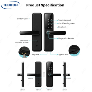 <span class=keywords><strong>Serrure</strong></span> intelligente Tuya compatible Alexa, <span class=keywords><strong>serrure</strong></span> électronique pour locaux locatifs avec autorisation à distance, <span class=keywords><strong>serrure</strong></span> de porte intelligente à empreinte digitale - Product Image 4