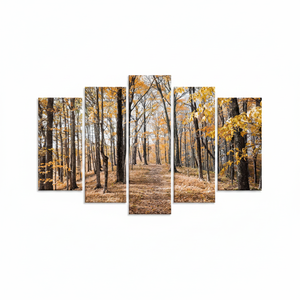 Obra de arte impresa en lienzo: decoración de paisaje forestal de otoño, JUEGO DE 5 LIEÑOS - Product Image 2