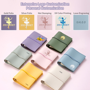 Carnet de notes en cuir PU avec 5 anneaux, élastique et mini pochette, idéal pour le bureau, l'école ou comme cadeau - Vente en gros Macaron M5 - Product Image 1