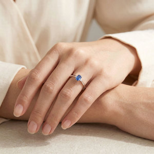 Nuevos Productos al por Mayor, Joyería Fina, Anillo de Diamantes Naturales, Conjunto de Joyería de Zafiro Real, Anillo de Zafiro Natural en Oro Blanco Sólido de 18K - Product Image 4