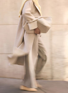 Manteau trench croisé en mélange laine/polyester, manches évasées, col rabattu, décontracté, extra long, design hiver, coupe-vent - Product Image 2