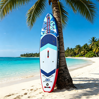 Planche de paddle gonflable bleu marine et rouge 335x91x15cm, largeur 36 pouces, kit DWF Drop Stitch avec logo Globe, usine OEM BSCI