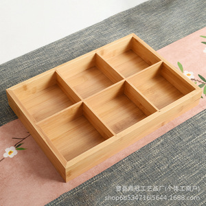 Plateau de rangement rectangulaire en bambou à neuf compartiments, couleur bois naturel, pour servir les aliments lors de fêtes - Product Image 2