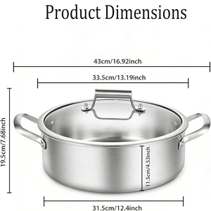 High Quality 3 Layers Stainless Steel Saute <b>Pan</b> 4.5QT Capacity Triply Stainless Steel Shallow Casserole - Product Image 2