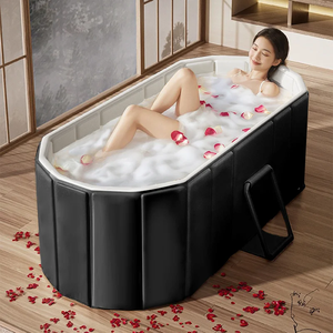 Bañera Inflable Ovalada Plegable VANACE de 330L de Gran Capacidad con Cojín de Inyección de Agua y Tubo de Drenaje para 1 Persona - Product Image 2