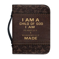 Couverture de Bible en cuir pour hommes et femmes avec une grande capacité d'impression et de planification à la demande Poignée de couverture Fermeture à glissière Fentes pour stylos Poches Bible Bag