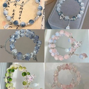 Bracelets de Charme Élastiques en Perles de Pierre Bijoux de Mode, Opale Bleue Papillon <span class=keywords><strong>Clair</strong></span> de <span class=keywords><strong>Lune</strong></span> pour Femmes - Product Image 2