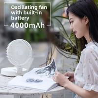 Alyster Desktop-Klappventilator, bürstenloser Motor, USB wiederaufladbar, 2000 mAh-4000 mAh, automatische Oszillation, 3 Geschwindigkeiten, 36-45 dB, leistungsstark
