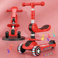 Trottinette pour enfants à trois roues en gros, corps transparent en PU rose, frein en plastique, trottinette à pousser