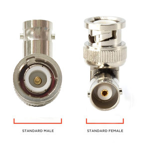 75 Ohm UHD HD Video 90 Degree RF Coax Coaxial Cable Adapter Right Angle BNC Male to Female Connector <strong>Plug</strong> for <strong>CCTV</strong> - Product Image 2
