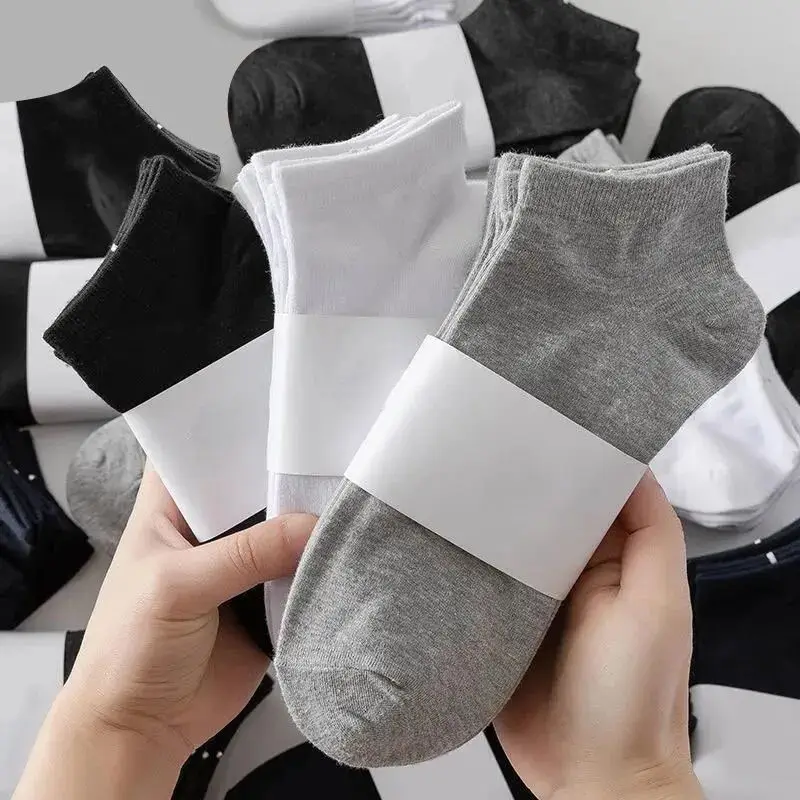 Calcetines tobilleros Unisex de algodón, calcetín de alta calidad, color blanco, negro y gris, venta al por mayor, 5 pares