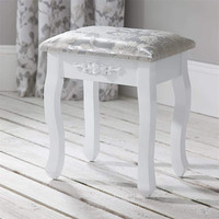 Commode de maquillage blanche OEM d'usine avec tabouret et miroirs Tri-Floding