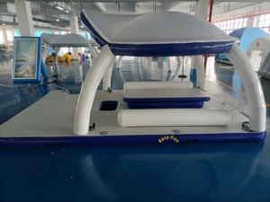 厂价充气浮动派对平台带巴纳帐篷度假村充气塑料浮动水上平台 - Product Image 5