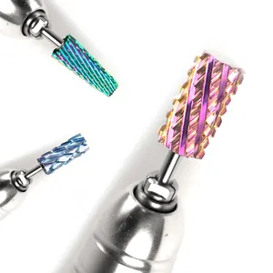 Công Cụ Móng Tay Nhà Máy Bán Buôn Điện Không Nhiệt Rinbow Nail Khoan Bits Tùy Chỉnh Chất Lượng Cao Màu Hồng Carbide Nail Efile Khoan Bits