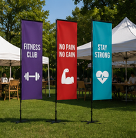 Drapeau de plage en polyester durable avec mât en fibre de verre - Kit de piquet de sol en plumes imperméable imprimé sur mesure pour événements extérieurs