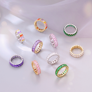Phong cách đầy màu sắc cubic zircon Nhẫn mồ hôi dẻo dai vàng bạc PVD mạ thép không gỉ Eternity Bands cho Đảng kỷ niệm - Product Image 1
