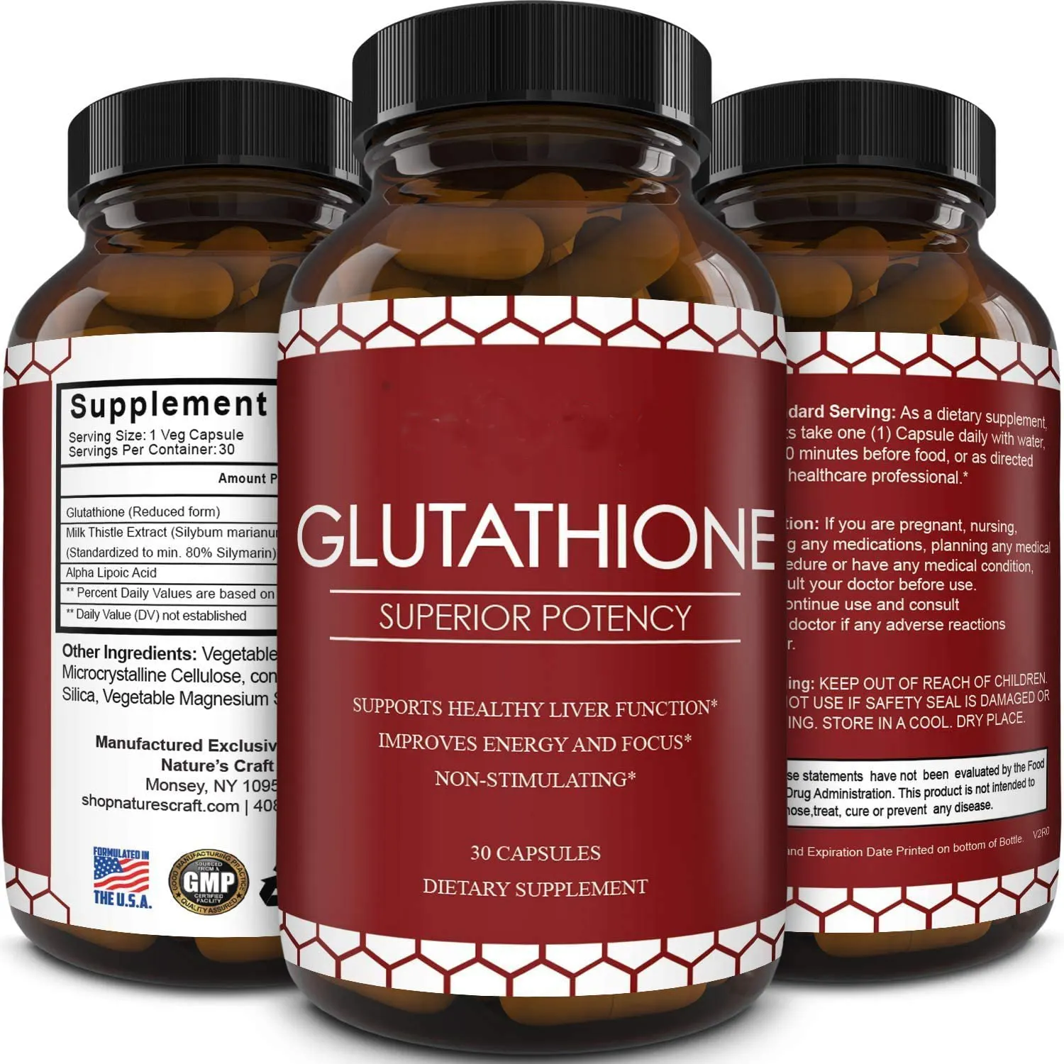 Suplemen Kapsul Glutathione Terbaik Pemutih Kulit Alami Manfaat Anti Penuaan Mengurangi Pil L-glutathione Murni Anti