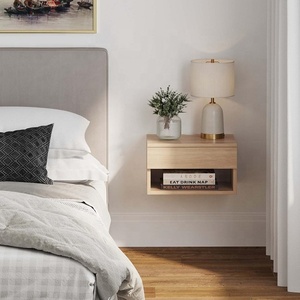 Comodino Sospeso in Legno con Cassetto, Design Minimalista e Ricarica Wireless Integrata - Product Image 2