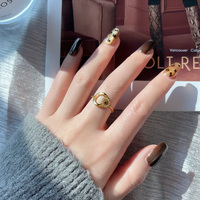 Bague élégante pour femme à double cercle en zircon cubique, plaquée or 18 carats, en acier inoxydable, micro-pavée, ajustable, ouverte, idéale pour le quotidien ou les soirées