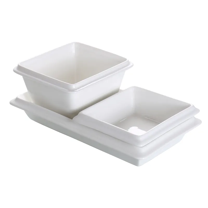 Huaxing modern plain porcelain restaurant hotel square deep dinner bowl ceramics crockery super bowl