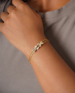 <b>Love</b> Knot Elegant Romantic Luxury Handcrafted Designer Statement Bracelet Interlinked Knot Motif Fashion Jewelry Gold T Danta - Product Image 3