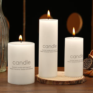 Bougie pilier blanche sans parfum LANJO, longue durée de combustion, 5 heures, sans gouttes et sans fumée. - Product Image 3