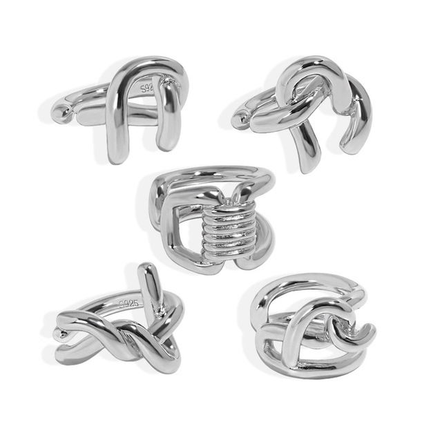 Simple Ear Cuff Non Pierce Cartilage Ear Cuff 925 Sterling Silver Knot Embraced Ear Cuff