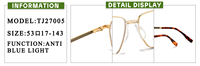 Gafas Ópticas de Metal Rectangulares con Montura Completa Dorada para Hombre, con Soporte Nasal de Montura, Diseño Cómodo para Uso Diario y Lectura