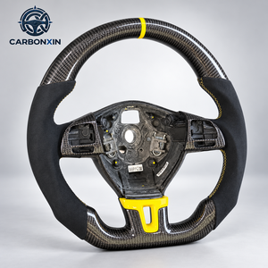 Volant en cuir et fibre de carbone forgée pour VW Volkswagen Golf 6 MK 6 GTI R Polo Tiguan Passat Jetta Cc Touran - Product Image 2