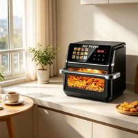 Friteuse à air sans huile grande capacité avec fenêtre transparente frontale, réglage de température ajustable, protection contre la surchauffe, appareil de cuisson domestique