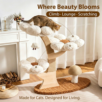 Étagère d'escalade pour chat d'intérieur en bois écologique, design floral personnalisable, résistante à l'usure et aux griffures, Versalife Luxury