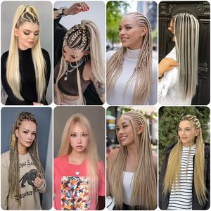 ผมถักโครเชต์สีบลอนด์ ขนาด 24 นิ้ว น้ำหนัก 150 กรัม เส้นใยทนความร้อนสูง แบบตรงธรรมชาติ ย้อมสีแบบเป็นช่อเดียว สำหรับต่อผม - Product Image 6