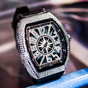Montre mécanique automatique pour homme CILOA sertie de diamants, forme tonneau, noir, argent, bleu, or rose, étanche 30M - Product Image 1