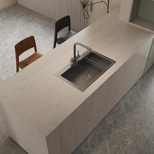 Travertino belga color albaricoque, piedra sinterizada, losa pulida y esmaltada, tablero de mesa de mármol brillante, impermeable, 1200x2700 mm, baldosa de brillo suave - Product Image 2