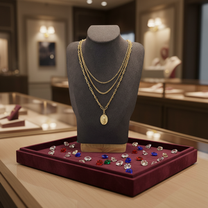 Collar con Colgante de Medalla Milagrosa de <span class=keywords><strong>Tres</strong></span> Capas, con Cruz Religiosa Cristiana, Chapado en Oro de 18K y Acero Inoxidable 304, 16" + 3" - Product Image 2