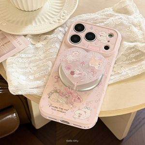 Funda de Teléfono con Diseño de Gato de Dibujos Animados y Soporte de Corazón para iPhone 17 Pro Max, Funda para iPhone <span class=keywords><strong>11</strong></span>, 12, 13, 15, 16 Plus - Product Image 2