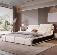 Lit de rangement relevable avec tête de lit réglable en cuir, sommier à lattes en bois massif, lit de rangement King Size, mobilier de chambre à coucher