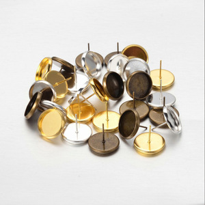 Disc Welded Earring <b>Posts</b> 8-20mm Plated Iron <b>Round</b> Base For Earring Making Jewelry Findings Components - Product Image 4