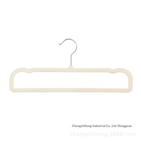 Cintre en plastique floqué à fente unique, gain de place vertical ; Cintre moderne ultra-fin en velours à col court sans trace pour pantalons