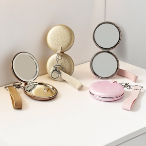 Stylish Double-sided <strong>Mirror</strong> With Keyring and Personalized <strong>Leather</strong> <strong>Strap</strong> Custom <strong>Leather</strong> Portable <strong>Mirrors</strong> - Product Image 3