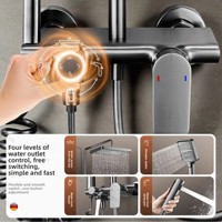 Ensemble de douche mural carré design Hyundai, avec pommeau de douche pluie et surpresseur tout en cuivre, pour salle de bain domestique, installation directe usine