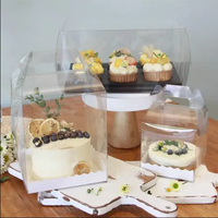 Récipient à pâtisserie simple transparent en plastique Boîte à gâteaux Boîte à desserts rectangulaire avec poignée