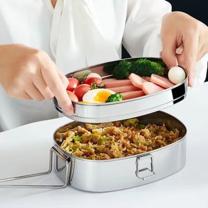 304 Stainless Steel Rectangular <b>Food</b> <b>Storage</b> <b>Containers</b> 1-3L <b>Stackable</b> Lunch Boxes For Students And Office Use - Product Image 2