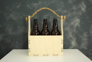 Vente directe usine : Caddie à bouteilles en contreplaqué CNC avec poignée en corde épaisse, boîte cadeau réutilisable en bois pour boissons, idéal pour brasserie - Product Image 3
